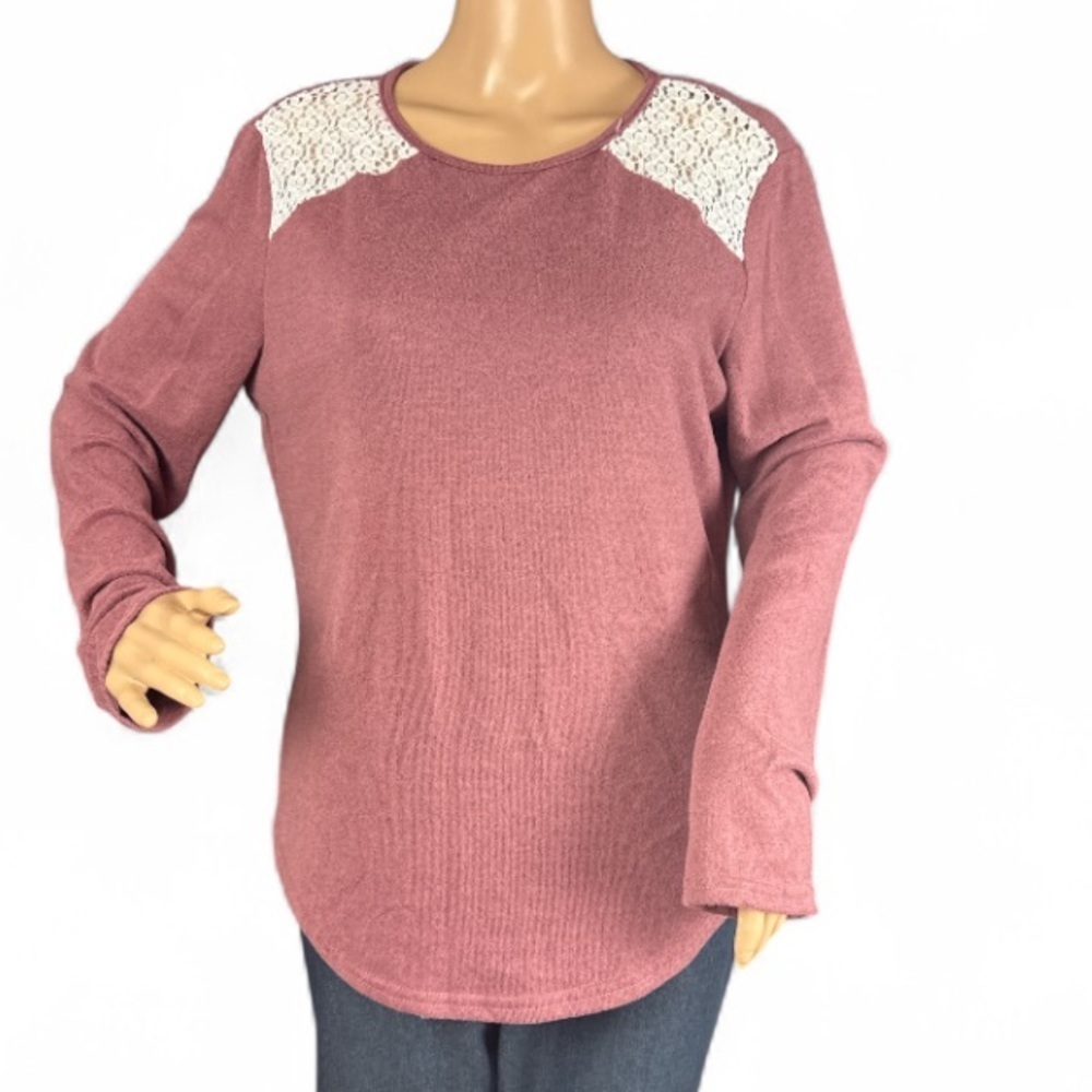 SHEIN new Elegant rose pink Lace Accent Women's Top size large